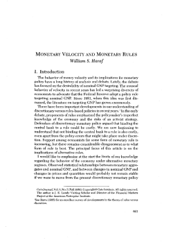 Monetary Velocity And Monetary Rules