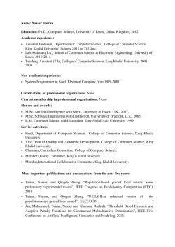 Dr. Nasser Mansoor Tairan - College of Computer Sciences