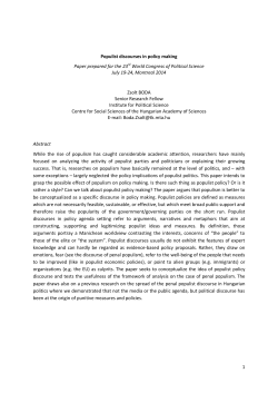 1 Populist discourses in policy making Paper prepared for the 23rd