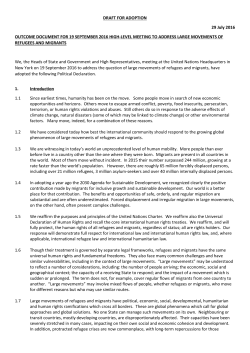 Political declaration for 19 September 2016 High