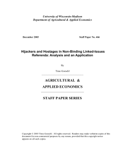 staff paper series - Department Agricultural and Applied Economics