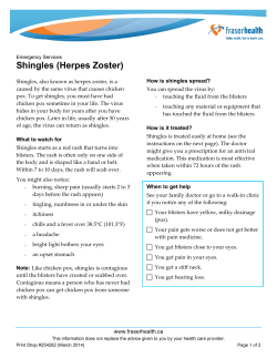 Shingles (Herpes Zoster) - Fraser Health Patient Education Catalogue