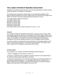 The Lodge System of Masonic Education