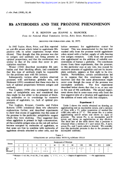 Rh ANTIBODIES AND THE PROZONE PHENOMENON