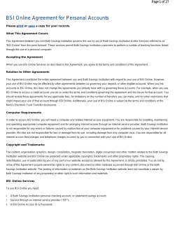 BSI Online Agreement for Personal Accounts