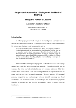 Judges and Academics - Dialogue of the Hard of Hearing Inaugural