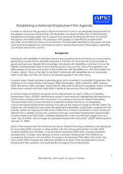 Establishing a National Employment First Agenda