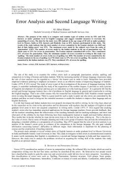 Error Analysis and Second Language Writing