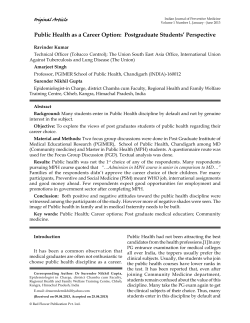 Public Health as a Career Option: Postgraduate Students