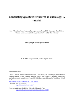 Conducting qualitative research in audiology: A tutorial