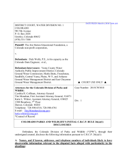 COLORADO PARKS AND WILDLIFE`S INITIAL C.R.C.P. RULE 26(a)
