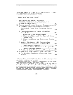 Applying Constitutional Decision Rules Versus Invalidating Statutes