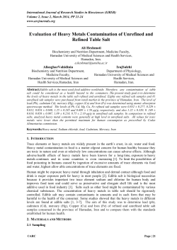 Evaluation of Heavy Metals Contamination of