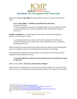 Fact Sheet: The Law Against Fetal Tissue Sales