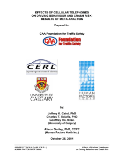 Effects of Cellular Telephones on Driving Behaviour and Crash Risk