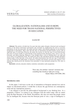 globalization, nationalism and europe: the need for