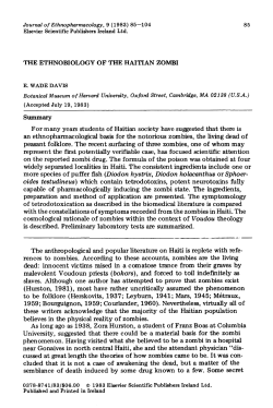 THE ETHNOBIOLOGY OF THEl HAITIAN ZOMBI