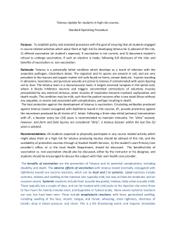 Tetanus update for high-risk students