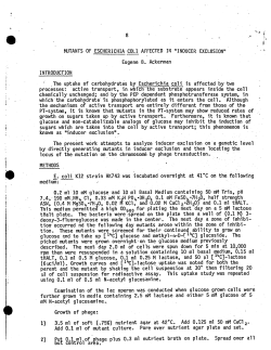 Ackerman, E. Mutants of Escherchia coli affected in &ldquo;inducer exclusion&rdquo;