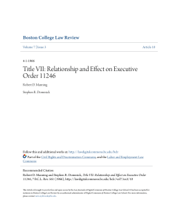 Title VII: Relationship and Effect on Executive Order 11246