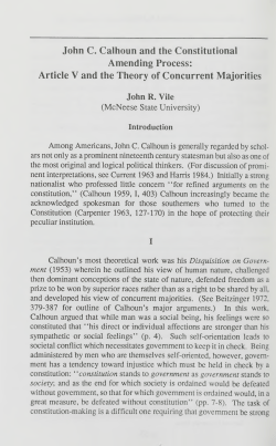 John C. Calhoun and the Constitutional Amending Process: Article V