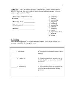 1 1. Matching &ndash; Match the sample categories to the intended
