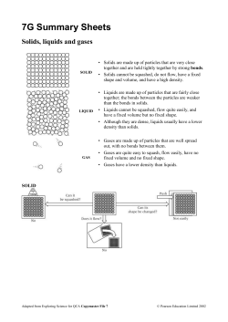 7G Summary Sheets Solids, liquids and gases