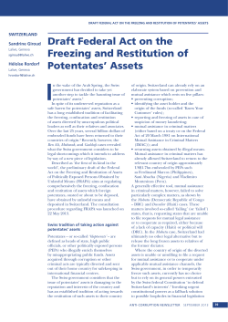 Draft Federal Act on the Freezing and Restitution of Potentates` Assets