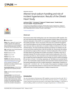 Altered renal sodium handling and risk of incident hypertension