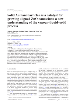 Solid Au nanoparticles as a catalyst for growing