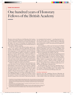 One hundred years of Honorary Fellows of the British Academy