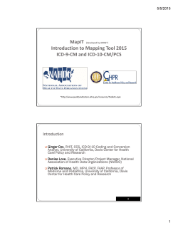 Introduction to Mapping Tool 2015 ICD-9-CM and ICD-10