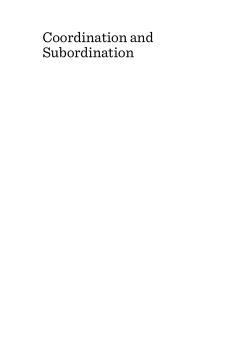 Coordination and Subordination - Cambridge Scholars Publishing