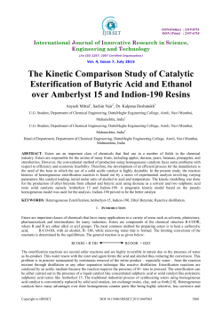 The Kinetic Comparison Study of Catalytic Esterification of Butyric