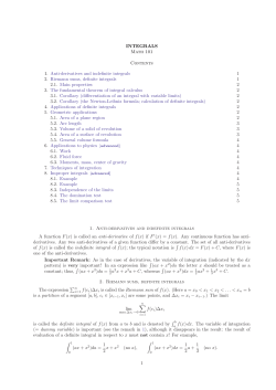 INTEGRALS Math 101 Contents 1. Anti