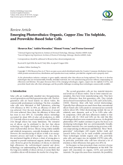 Emerging Photovoltaics: Organic, Copper Zinc Tin Sulphide, and
