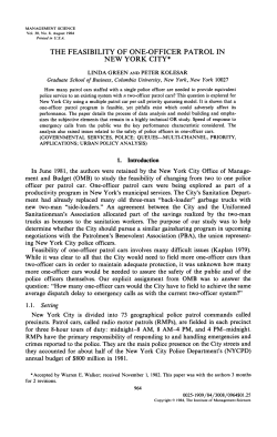 The Feasibility of One-Officer Patrol in New York