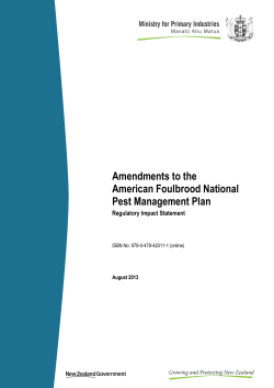 RIS - Amendments to the American Foulbrood National Pest