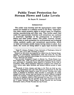 Public Trust Protection for Stream Flows and Lake Levels