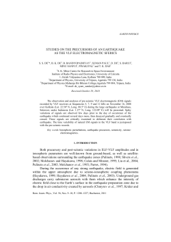 STUDIES ON THE PRECURSORS OF AN EARTHQUAKE AS THE