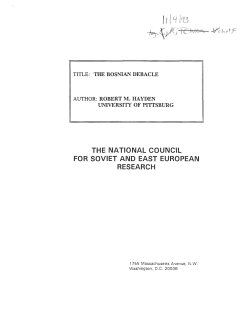 The Bosnian Debacle - University Center for International Studies