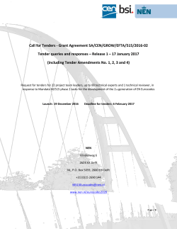 Call for Tenders - Grant Agreement SA/CEN/GROW/EFTA