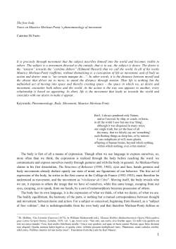 The free body Notes on Maurice Merleau-Ponty`s