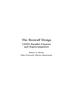 The Beowulf Design COTS Parallel Clusters and