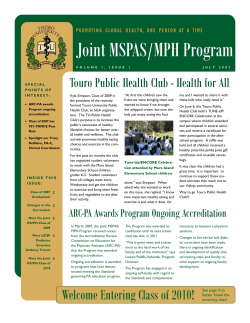 Joint MSPAS/MPH Program Newsletter Summer 2007