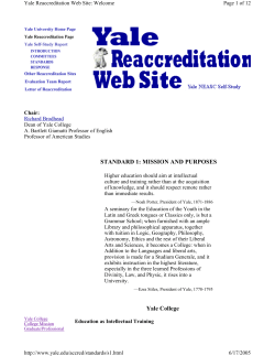 YU - Mission Statement for Yale University (1999) 04-05