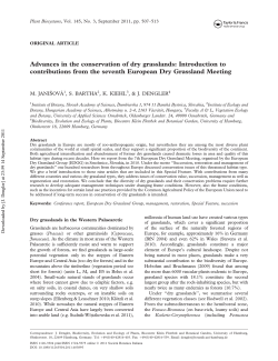 Advances in the conservation of dry grasslands: Introduction to