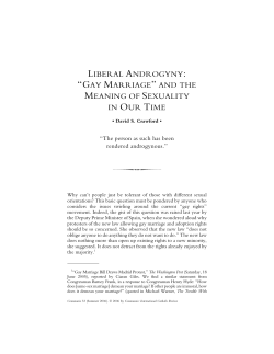 "Liberal Androgyny: `Gay Marriage` and the Meaning of