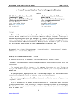 A Note on French and American Theories in Comparative Literature