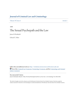 The Sexual Psychopath and the Law